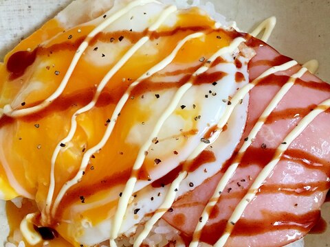 朝ご飯‼ハムエッグ丼★